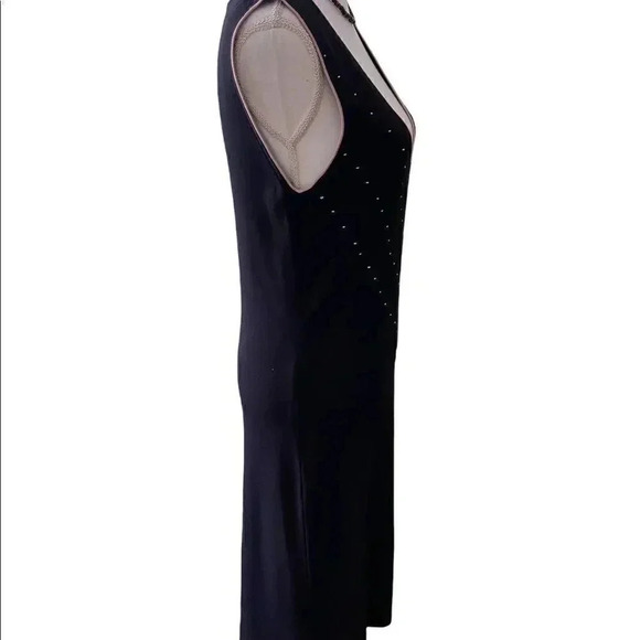 Max Studio black knit dress with pale pink embroidery design size M - Picture 4 of 8